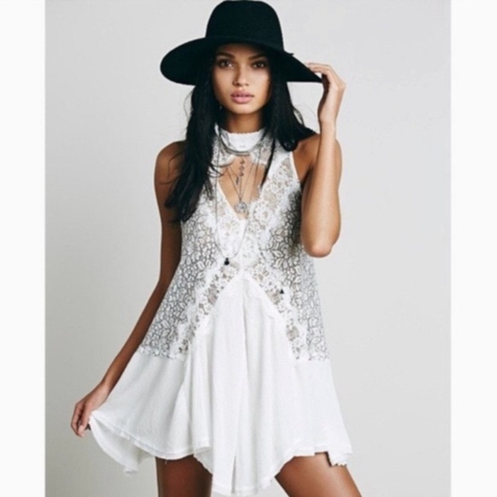 Free People Tell Tale Heart White Lace Tunic